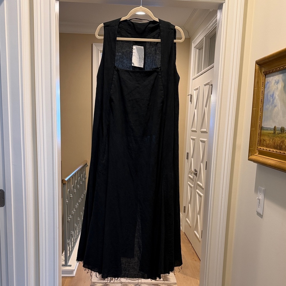 Handmade Black linen Sleeveless Dress